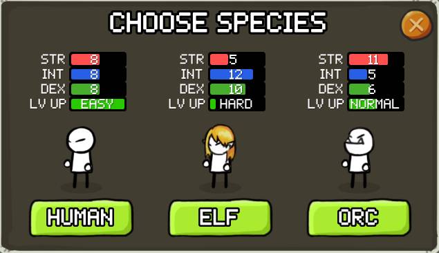 Choose Your Race and Class in Stick Hero RPG